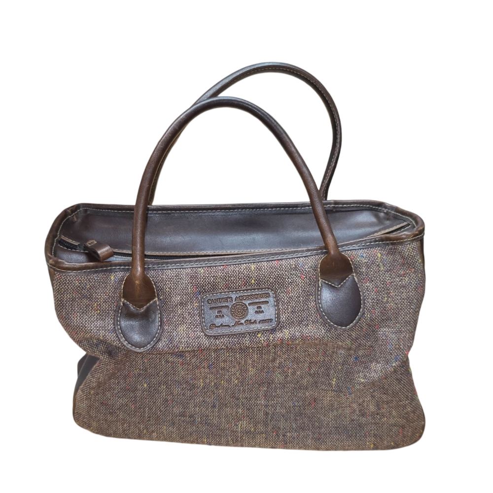 ⚡️VINTAGE CANDIES PURSE BROWN CONFETTI TWEED HANDBAG FAUX LEATHER